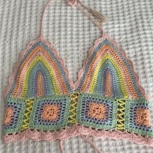 Multicolor Crochet Halter Top